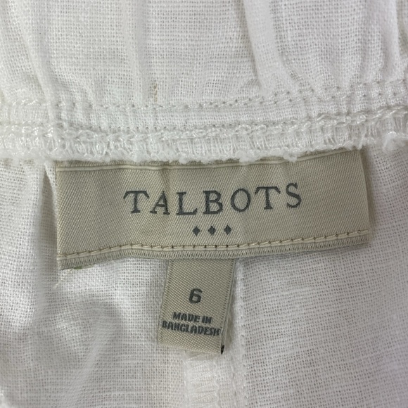 Talbots Linen & Cotton Blend White Drawstring High Waist Bermuda Shorts 6 - Picture 5 of 6